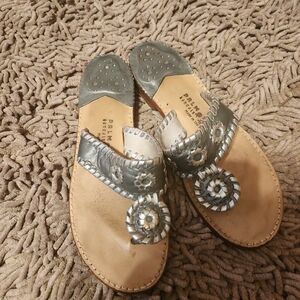 Palm Beach Sandals Silver and Tan Women's Sandals Size 8
